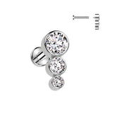 Stacked Trio Internally Threaded Body Jewellery. Labret, Monroe, Tragus and Cartilage Earrings.