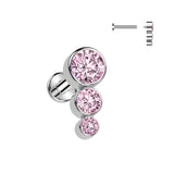 Stacked Trio Internally Threaded Body Jewellery. Labret, Monroe, Tragus and Cartilage Earrings.