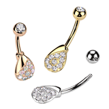 Marcellina Tears Belly Button Ring with Rose Gold Plating