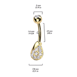 Marcellina Tears Belly Button Ring with Gold Plating