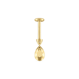 Faceted Gold Pear Threaded Charm Earring by Maria Tash in 14K Yellow Gold.