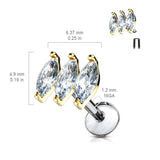 Trio Marquise Internally Threaded Body Jewellery