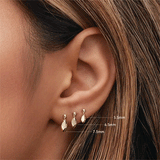 Double Faceted Gold Threaded Charm Stud Earring by Maria Tash in 14K White Gold.