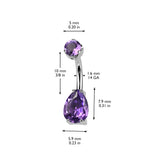 Gold Plated Titanium Teardrop Belly Bar with Internal Threading