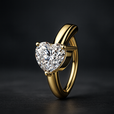 Solitaire Heart Hinged Belly Bar with Gold Plating