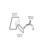 Lightening Bolt Corkscrew Nose Ring in 14K Gold