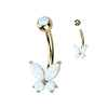 Opal Butterfly Navel Ring in 14K Yellow Gold
