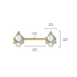 Opal Jewel Stack Nipple Bar with Gold Plating