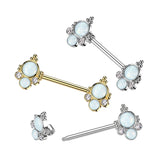 Opal Jewel Stack Nipple Bar with Gold Plating