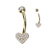 Paved Heart Belly Ring in 14K Gold