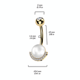Perla Pearl Belly Button Rings with Gold Plating