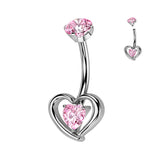 Centred Heart Titanium Belly Ring with Internal Threading