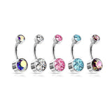 Titanium Internally Threaded Flat Gem Belly Rings