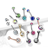 Titanium Internally Threaded Gem Belly Rings