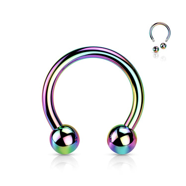 Rainbow Metallic Surgical Steel Horseshoe Body 14g
