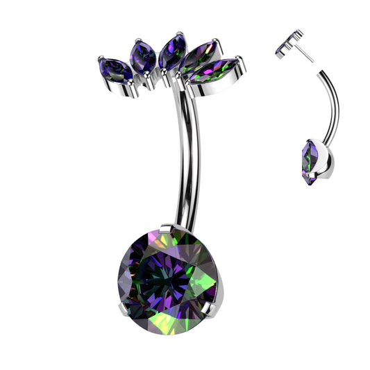 Titanium Threadless Marquise Topper Belly Bar