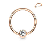 Rose Gold Rounded Gem Ball Captive Belly Ring