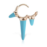 Triple Long Turquoise Spike Diamond Eternity Hoop Earring by Maria Tash in Rose Gold