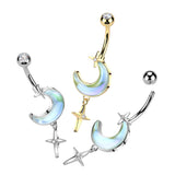 Gold Plated Celestial Charm Belly Bar