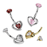 Centred Heart Titanium Belly Ring with Internal Threading
