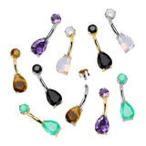 Gold Plated Titanium Teardrop Belly Bar with Internal Threading