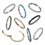 Crystal SIDE Paved Segment Clicker with Rose Gold Plating