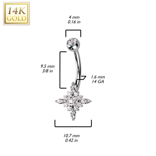 Joya Opal Belly Button Ring in 14K White Gold
