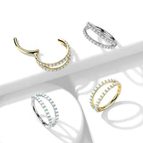 Solid White Gold Duo Stacked Opal Body Jewellery. Hinged Cartilage Sleeper.
