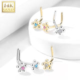 Marguerite Daisy L-Shape Nose Ring in 14K Yellow Gold