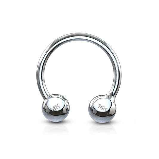 Solid White Gold Circular Horseshoe Body Jewellery