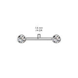 Solid Titanium Internally Threaded Flat Gem Nipple Barbells