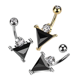 Sphinx Abyss Belly Button Bar with Gold Plating