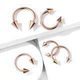 Rose Gold Spiked Horse Shoe Navel Piercing Bar