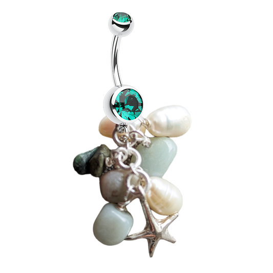 Oceanic Starfish Pearl Belly Dangle by Saltwater Silver