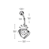 Majesty's Crowned Heart Belly Bar with Gold Plating