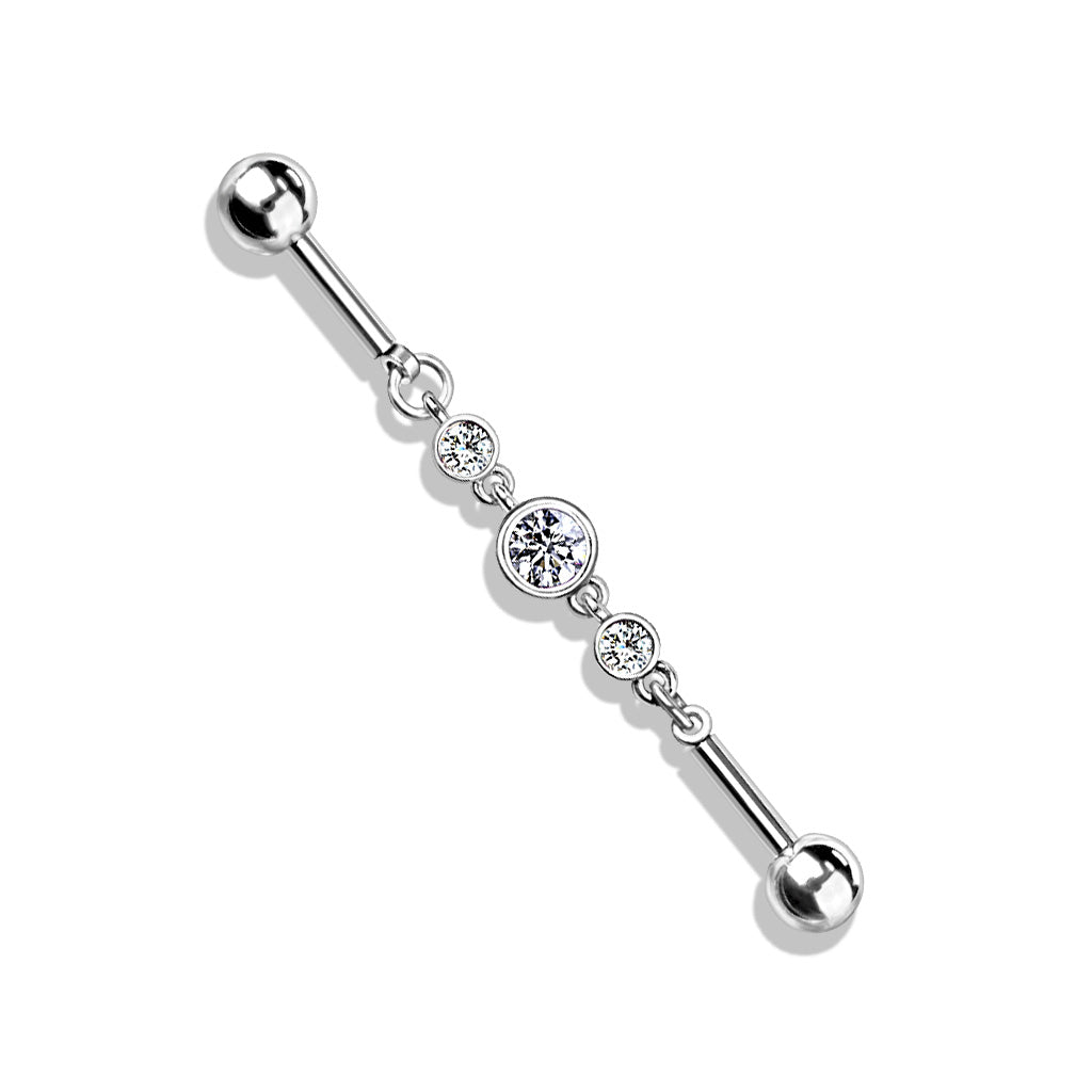 Gem Chain Multi Stud. Industrial or Double Helix Body Jewellery