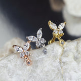 Butterfly Scallop Drop Stud. Labret, Monroe, Tragus and Cartilage Earrings.