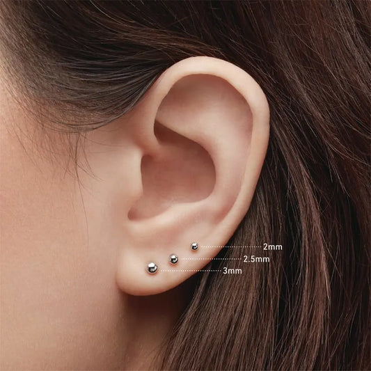 Ball Earring by Maria Tash in 14K White Gold. Flat Stud.