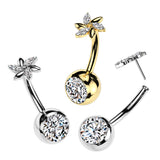 Titanium Threadless Floral Spin Belly Bar