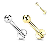 Ball Earring in 14K White Gold. Threadless Push-In Earring