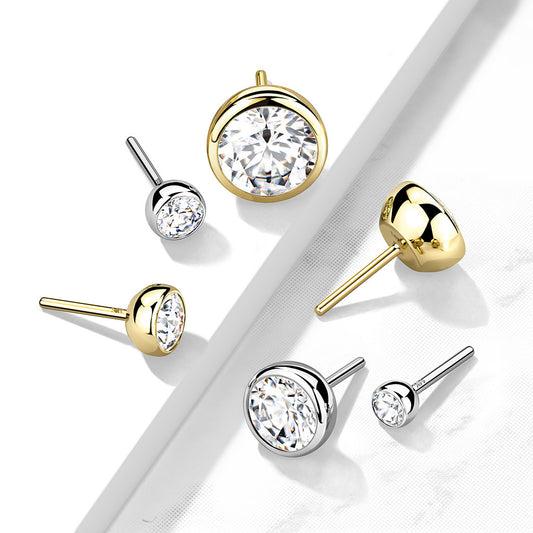Threadless Top - Bezel Set Gem in 14K Yellow Gold