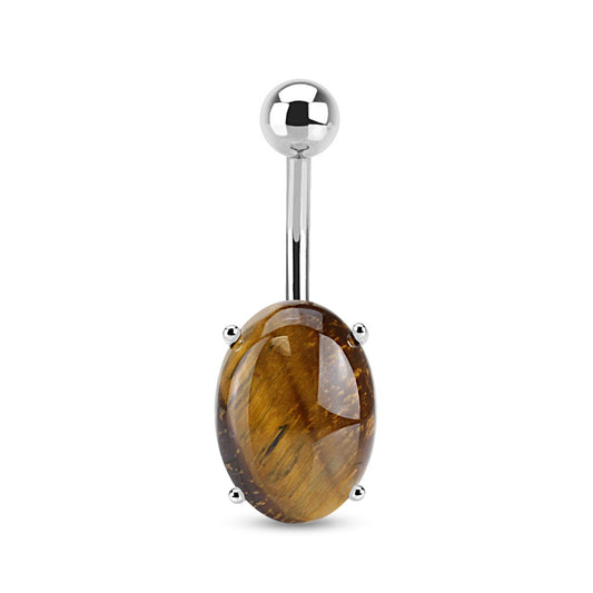 Natural Tiger Eye Navel Bar