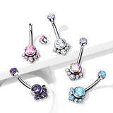 Titanium Chandelier Belly Ring with Internal Threading