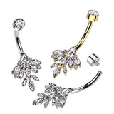 Titanium Leaf Belly Ring with Internal Threading
