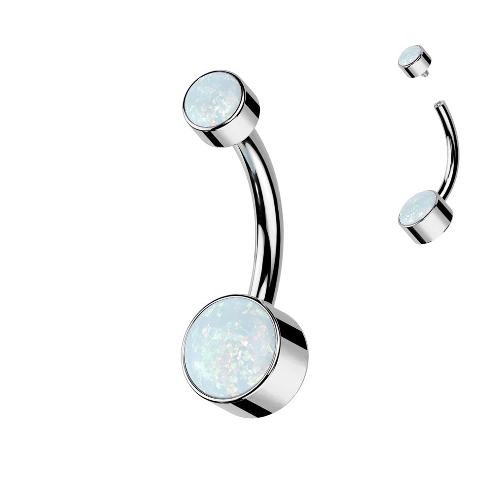 Titanium Internally Threaded Opal Belly Bars