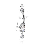 Gold Titanium Teardrop Journey Belly Bar with Internal Threading