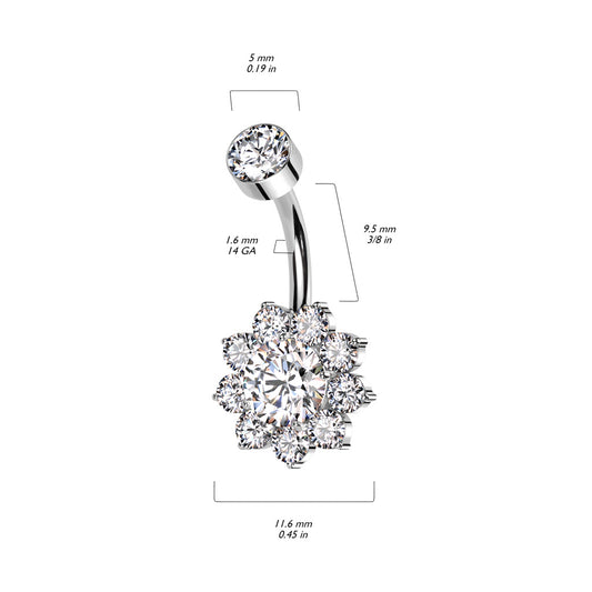 Gold Titanium Floweret Belly Ring with Internal Threading