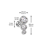 Stacked Trio Internally Threaded Body Jewellery. Labret, Monroe, Tragus and Cartilage Earrings.