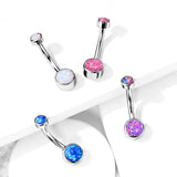 Titanium Internally Threaded Opal Belly Bars