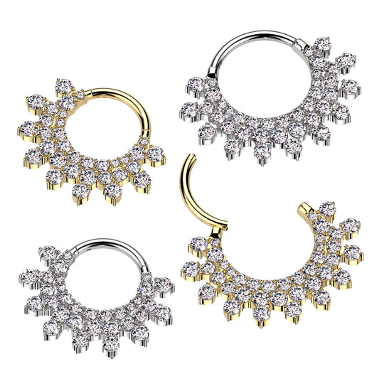 Gold Titanium Castled Jewels Hinged Clicker Body Jewellery